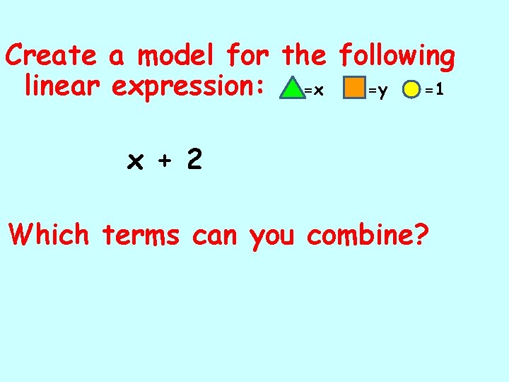 Create a model for the following linear expression: =x =y =1 x + 2