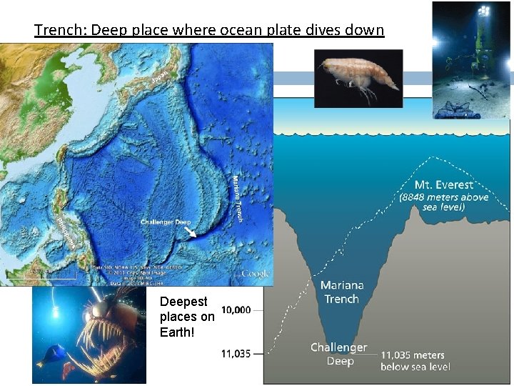 Trench: Deep place where ocean plate dives down Deepest places on Earth! 