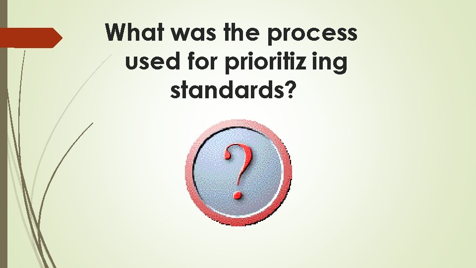 What was the process used for prioritiz ing standards? 