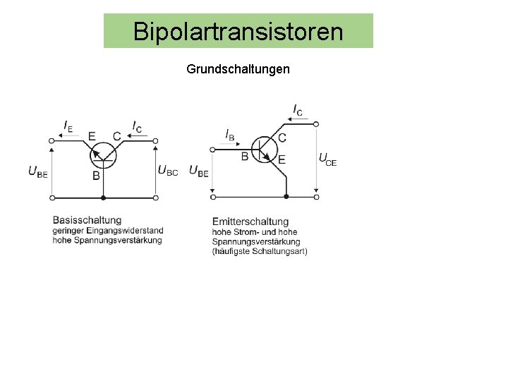 Bipolartransistoren Grundschaltungen 