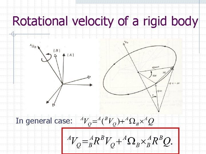 Rotational velocity of a rigid body In general case: 