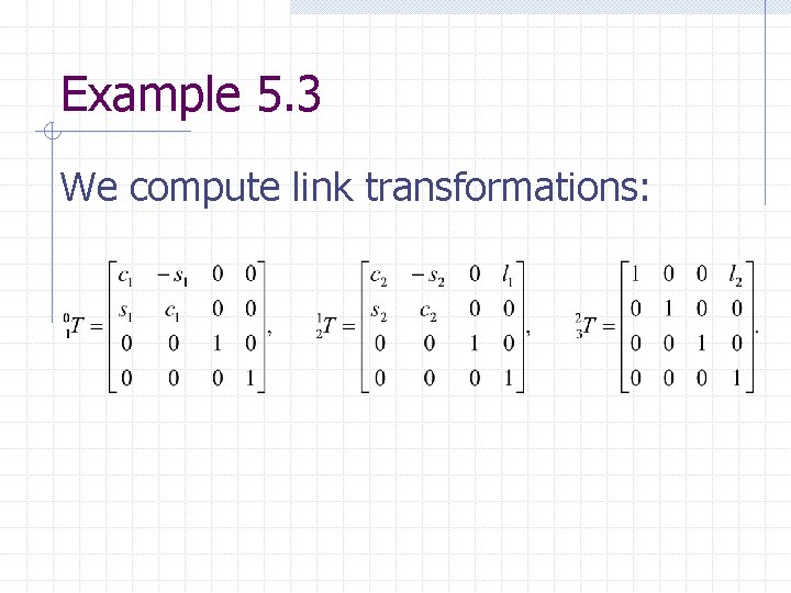 Example 5. 3 We compute link transformations: 