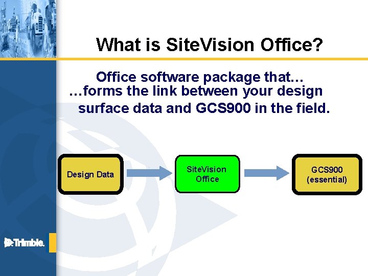 What is Site. Vision Office? Office software package that… …forms the link between your