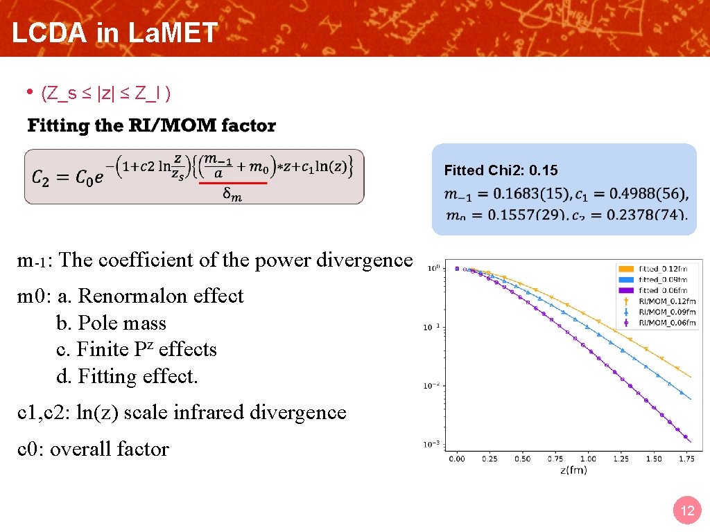 LCDA in La. MET OUTLINE • (Z_s ≤ |z| ≤ Z_l ) Fitted Chi
