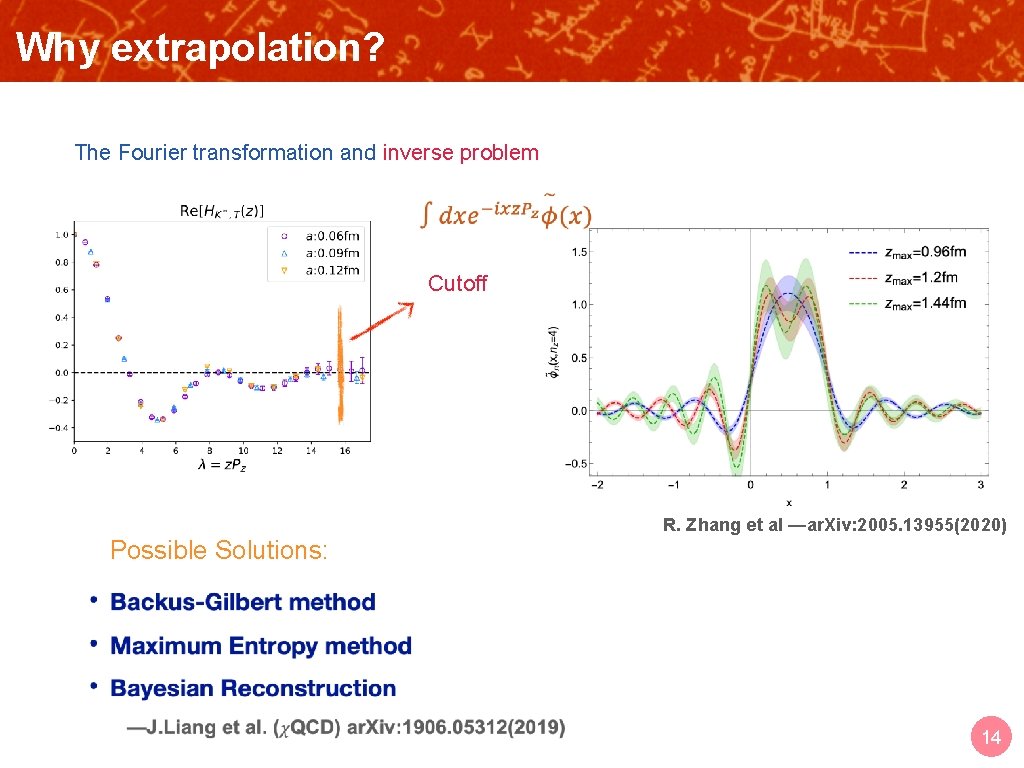 Why extrapolation? OUTLINE The Fourier transformation and inverse problem Cutoff Possible Solutions: R. Zhang