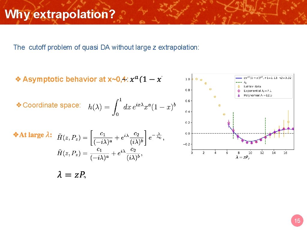 Why extrapolation? OUTLINE The cutoff problem of quasi DA without large z extrapolation: ❖