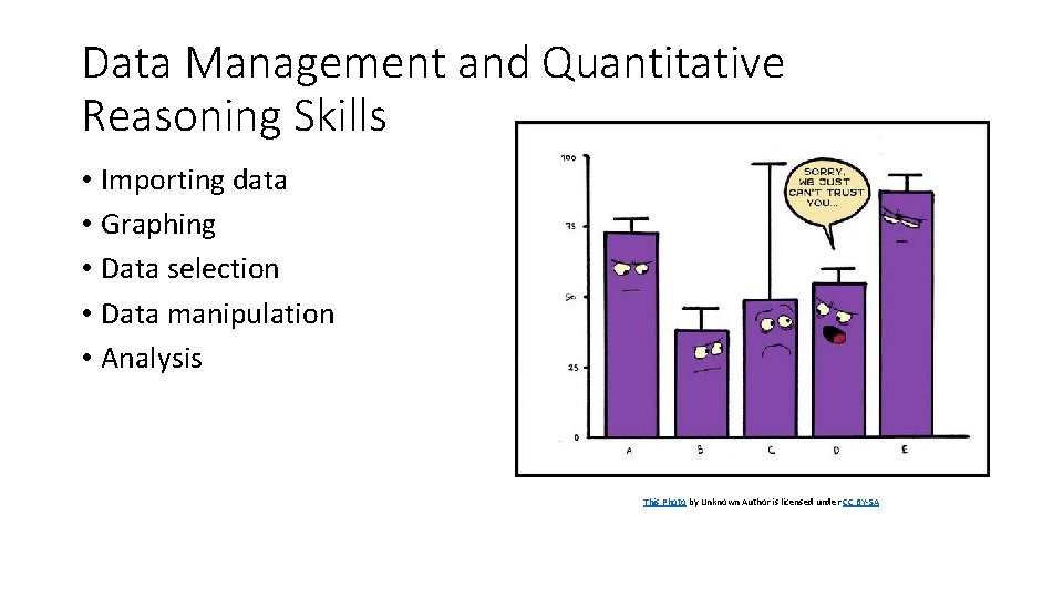 Data Management and Quantitative Reasoning Skills • Importing data • Graphing • Data selection