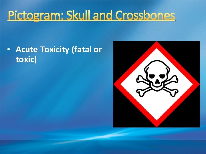 Pictogram: Skull and Crossbones • Acute Toxicity (fatal or toxic) 36 