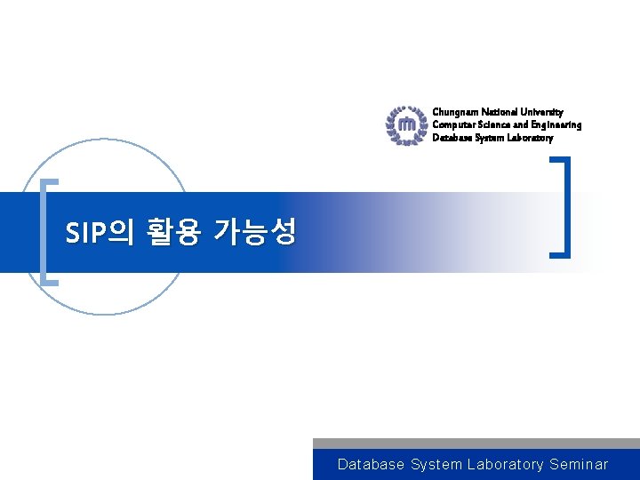 Chungnam National University Computer Science and Engineering Database System Laboratory SIP의 활용 가능성 Database