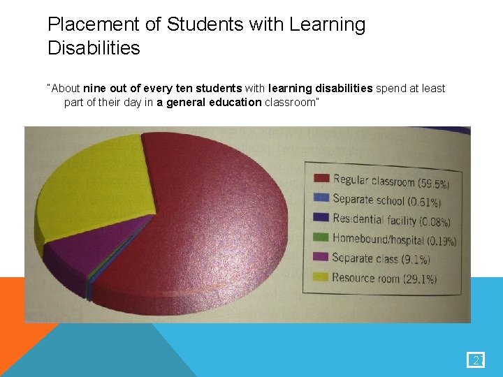 Placement of Students with Learning Disabilities “About nine out of every ten students with