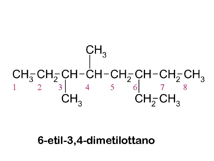 1 2 3 4 5 6 6 -etil-3, 4 -dimetilottano 7 8 