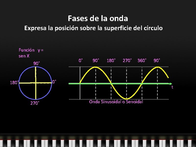 Fases de la onda Expresa la posición sobre la superficie del círculo Función y