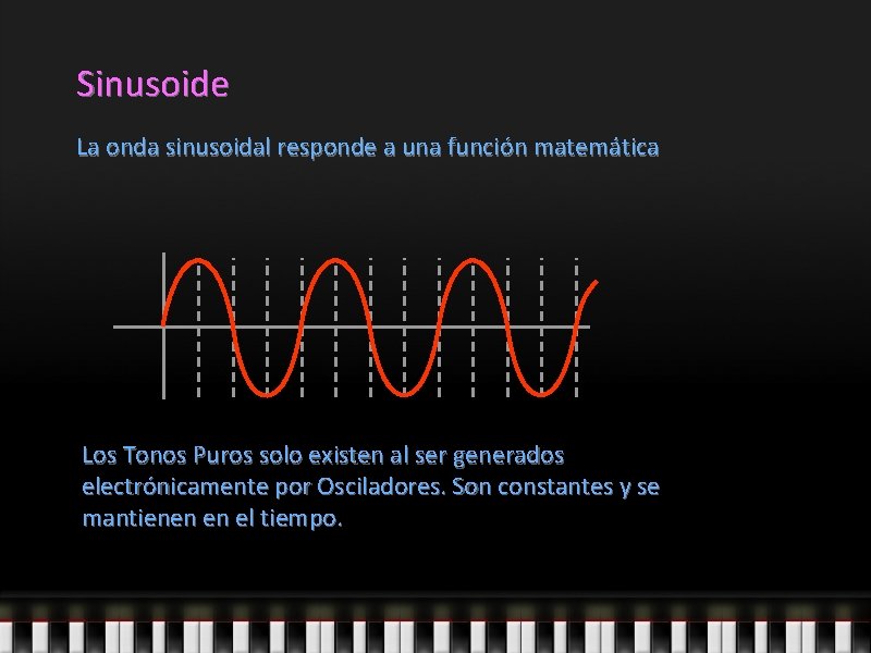Sinusoide La onda sinusoidal responde a una función matemática Los Tonos Puros solo existen