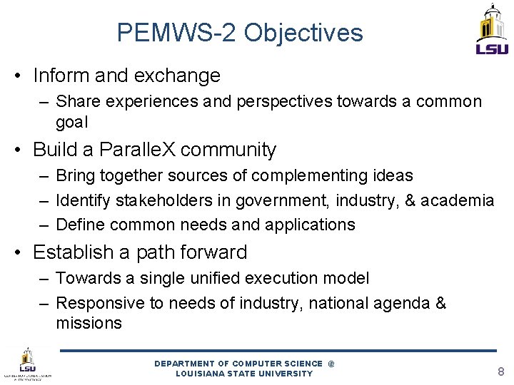 PEMWS-2 Objectives • Inform and exchange – Share experiences and perspectives towards a common