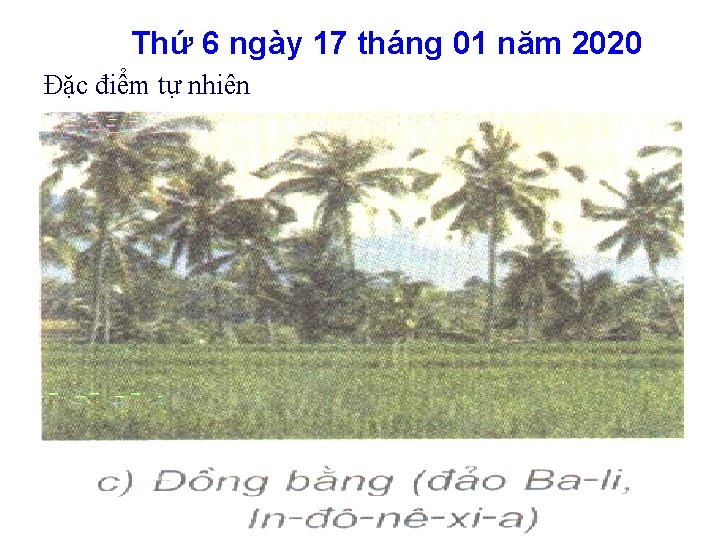 Thứ 6 ngày 17 tháng 01 năm 2020 Đặc điểm tự nhiên 