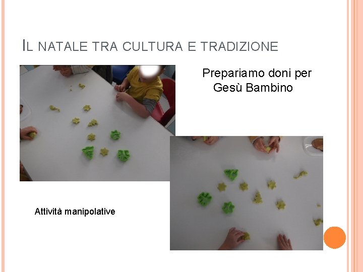 IL NATALE TRA CULTURA E TRADIZIONE Prepariamo doni per Gesù Bambino Attività manipolative 