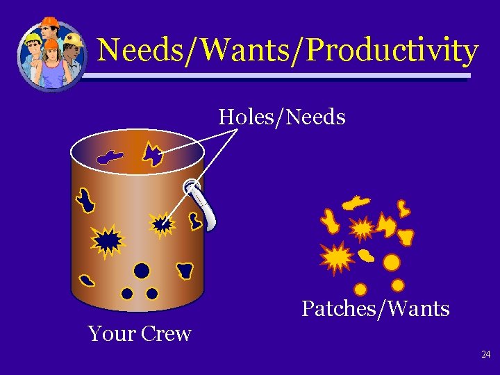 Needs/Wants/Productivity Holes/Needs Your Crew Patches/Wants 24 