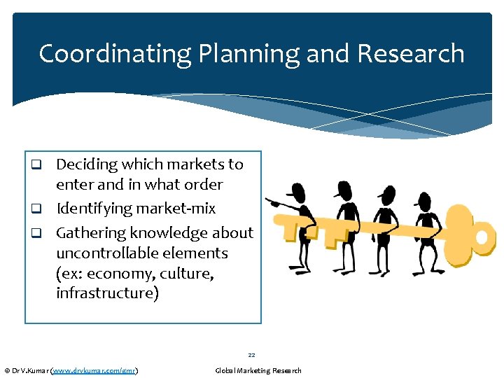 Coordinating Planning and Research Deciding which markets to enter and in what order q