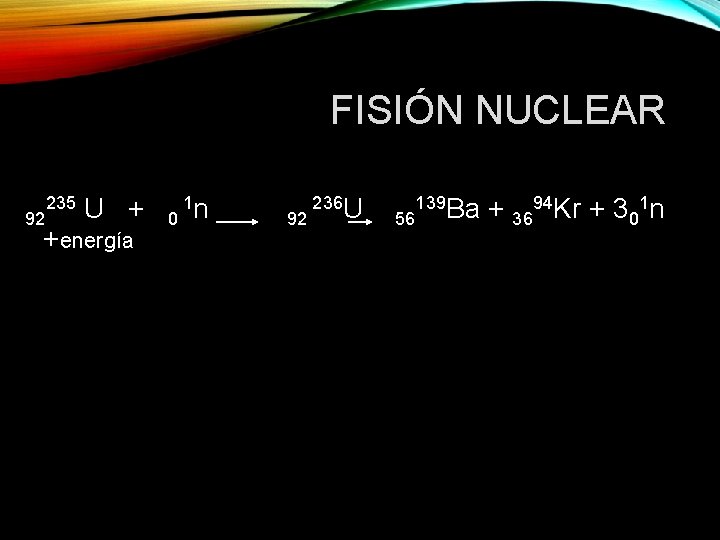 FISIÓN NUCLEAR 92 235 U + +energía 0 1 n 92 236 U 56
