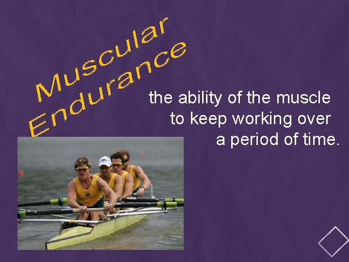 the ability of the muscle to keep working over a period of time. 