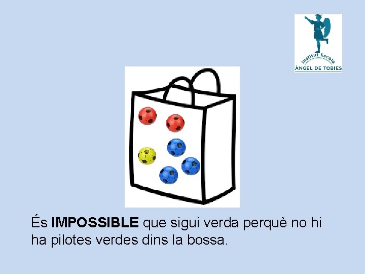 És IMPOSSIBLE que sigui verda perquè no hi ha pilotes verdes dins la bossa.