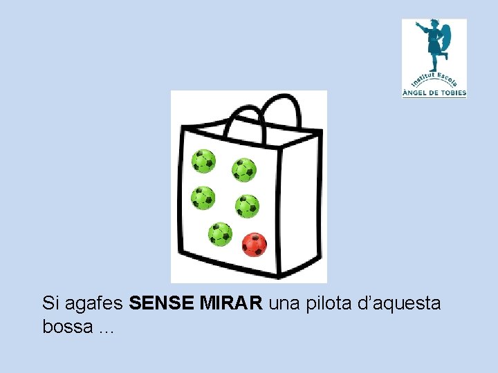 Si agafes SENSE MIRAR una pilota d’aquesta bossa. . . 