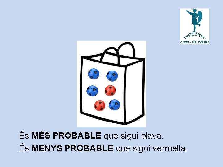 És MÉS PROBABLE que sigui blava. És MENYS PROBABLE que sigui vermella. 