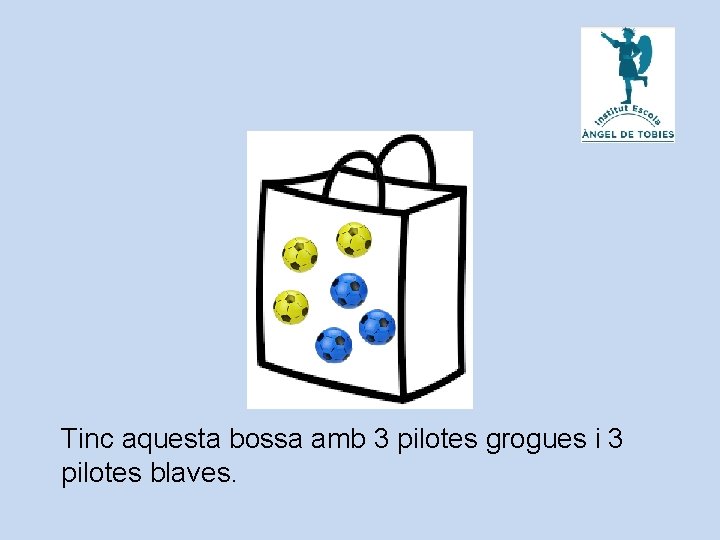 Tinc aquesta bossa amb 3 pilotes grogues i 3 pilotes blaves. 