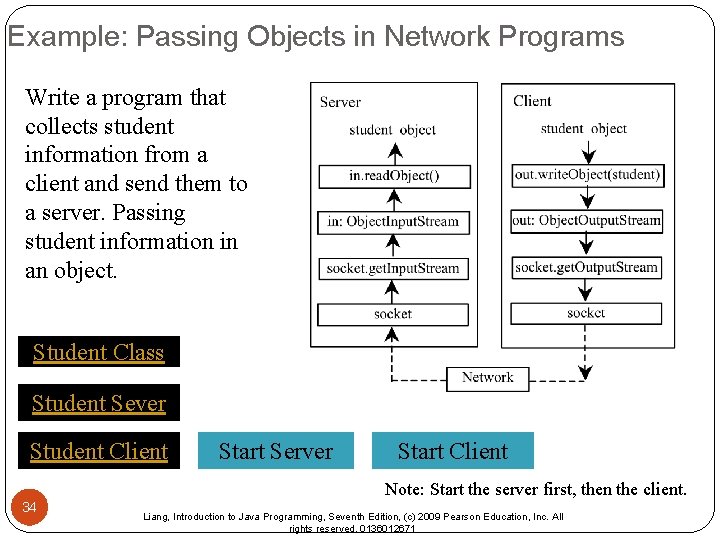 Example: Passing Objects in Network Programs Write a program that collects student information from