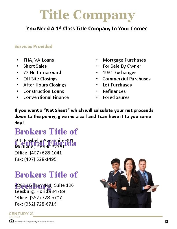Title Company You Need A 1 st Class Title Company In Your Corner Services