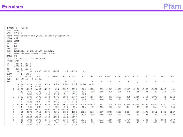 Exercises Pfam 