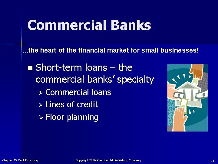 Commercial Banks. . . the heart of the financial market for small businesses! n