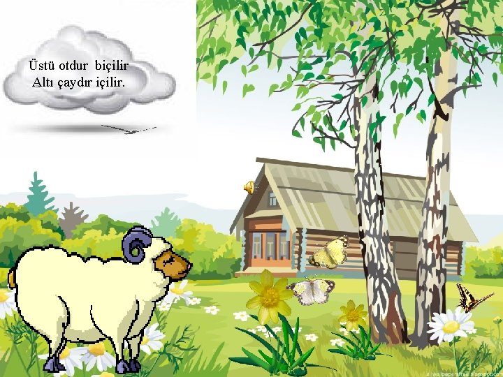 Üstü otdur biçilir Altı çaydır içilir. Üstü otdur biçilir Altı çaydır içilir.