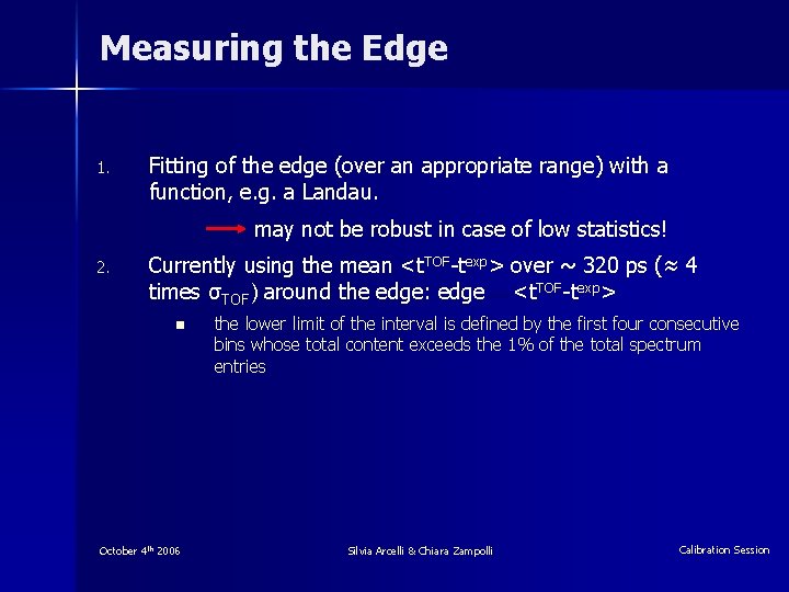 Measuring the Edge 1. Fitting of the edge (over an appropriate range) with a