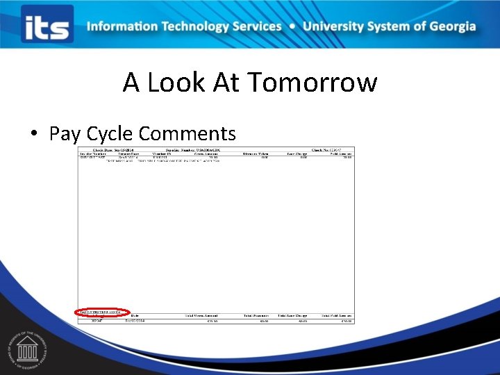 A Look At Tomorrow • Pay Cycle Comments 