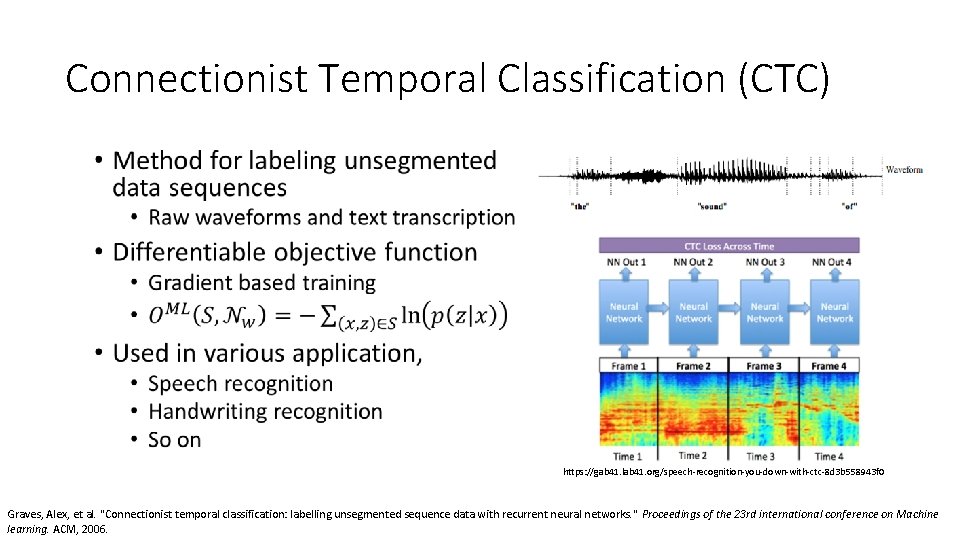 Connectionist Temporal Classification (CTC) • https: //gab 41. lab 41. org/speech-recognition-you-down-with-ctc-8 d 3 b
