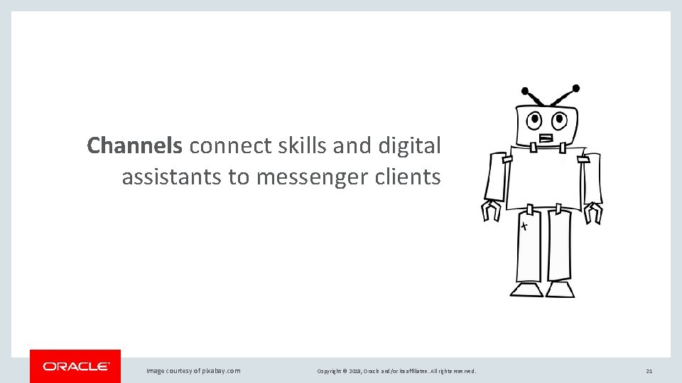 Channels connect skills and digital assistants to messenger clients Image courtesy of pixabay. com