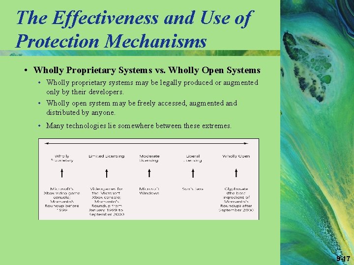 The Effectiveness and Use of Protection Mechanisms • Wholly Proprietary Systems vs. Wholly Open