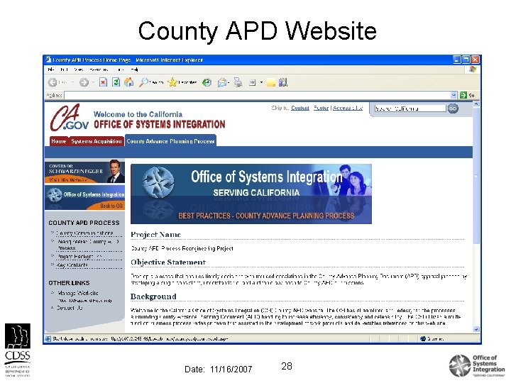 County APD Website Date: 11/16/2007 28 