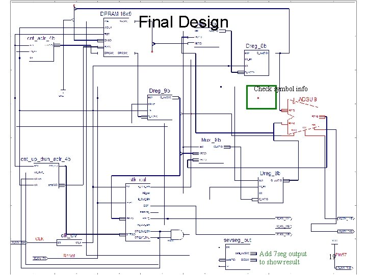 Final Design Check symbol info Add 7 seg output to show result lab 7