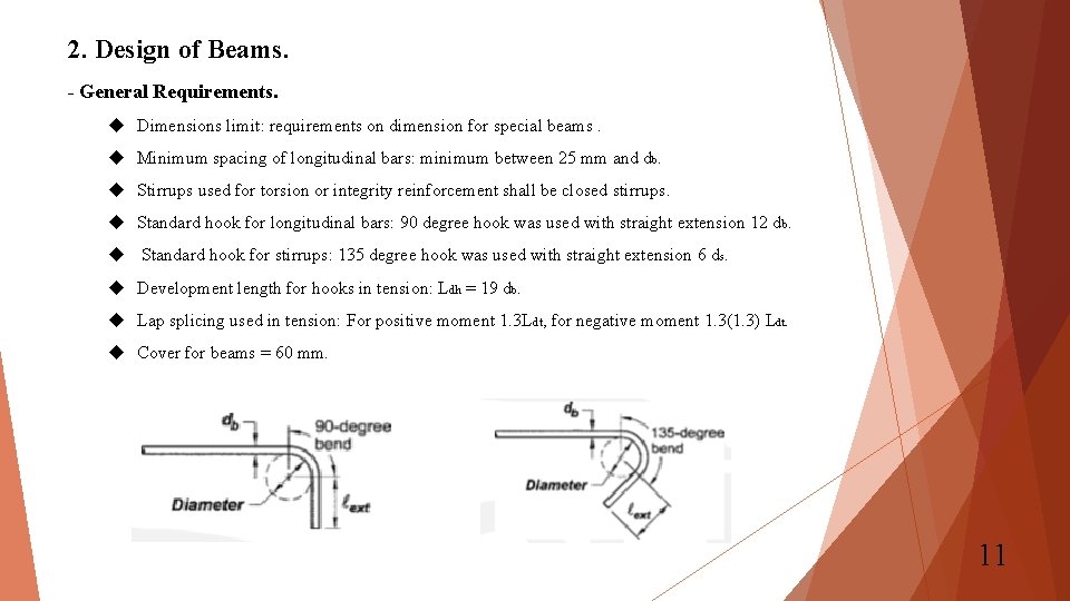 2. Design of Beams. - General Requirements. Dimensions limit: requirements on dimension for special