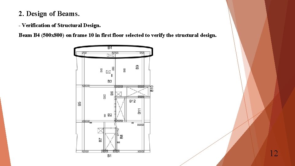 2. Design of Beams. - Verification of Structural Design. Beam B 4 (500 x