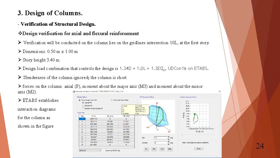 3. Design of Columns. - Verification of Structural Design. v. Design verification for axial