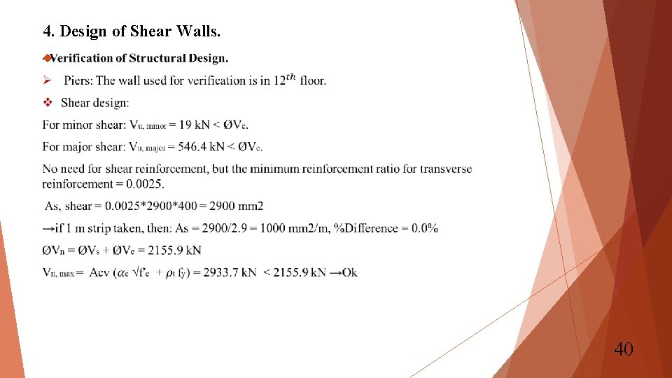 4. Design of Shear Walls. 40 