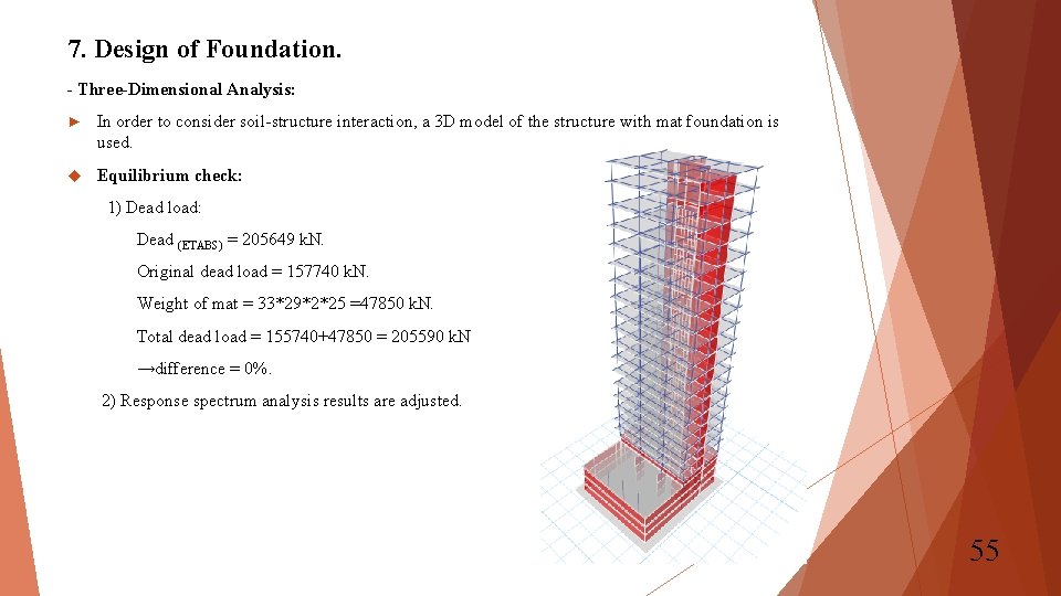 7. Design of Foundation. - Three-Dimensional Analysis: ► In order to consider soil-structure interaction,