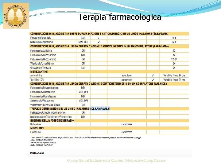 Terapia farmacologica © 2019 Global Initiative for Chronic Obstructive Lung Disease 