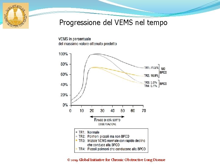 Progressione del VEMS nel tempo © 2019 Global Initiative for Chronic Obstructive Lung Disease