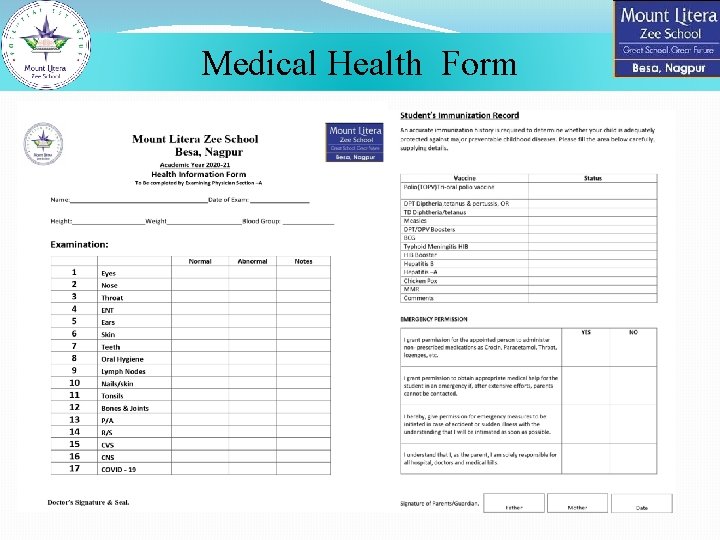 Medical Health Form 