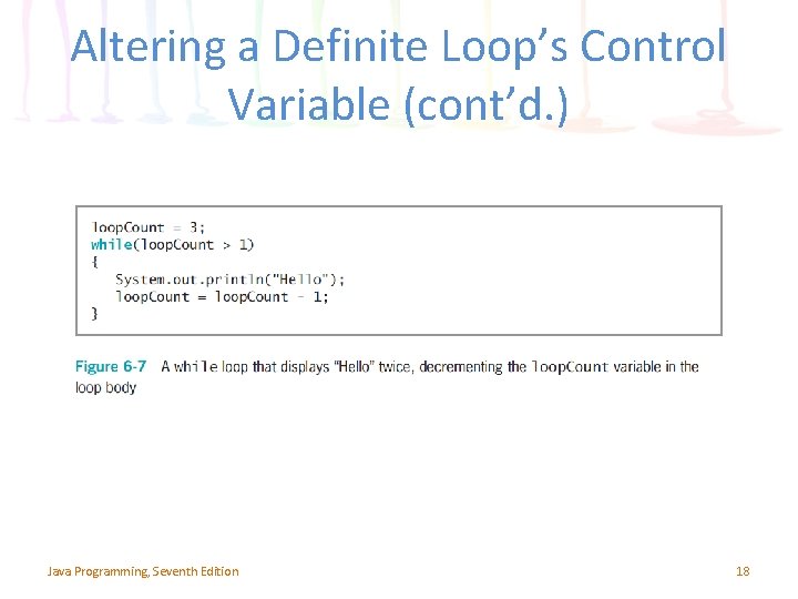 Altering a Definite Loop’s Control Variable (cont’d. ) Java Programming, Seventh Edition 18 