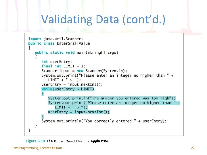 Validating Data (cont’d. ) Figure 6 -10 The Enter. Small. Value application Java Programming,